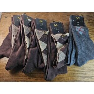 Men's Socks 5 Packs of 2 pair 19V69 Italia sock 10/13 Brown Blue NEW